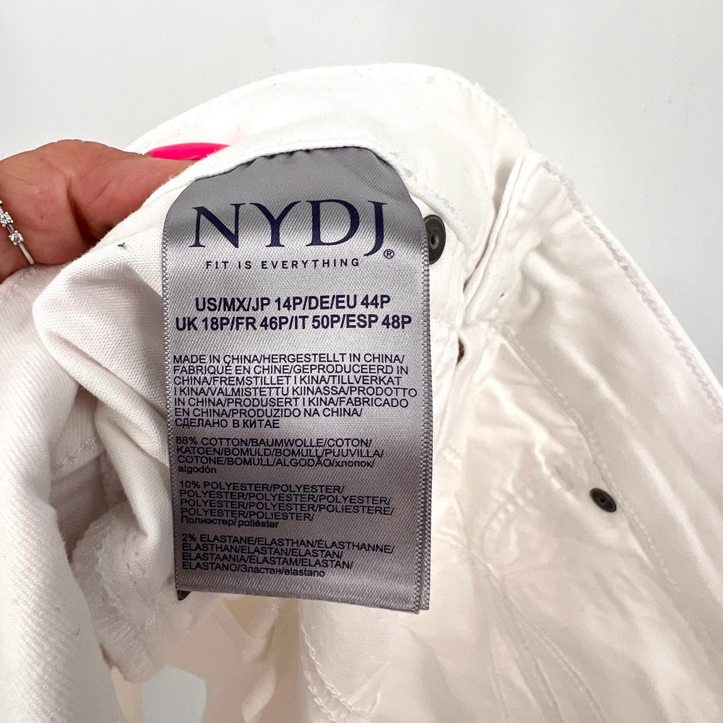 NYDJ Womens Ella Denim Shorts Size 14 PETITE Optic White 8" Inseam NWT