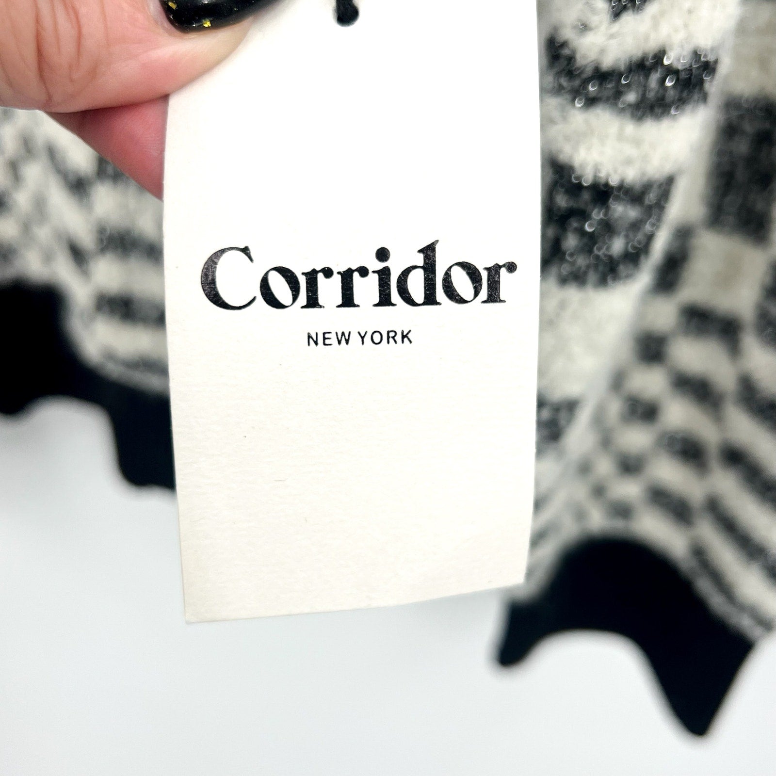 Corridor Mens Optic Alpaca Cardigan XL Black Check Print Sweater NH809 NWT