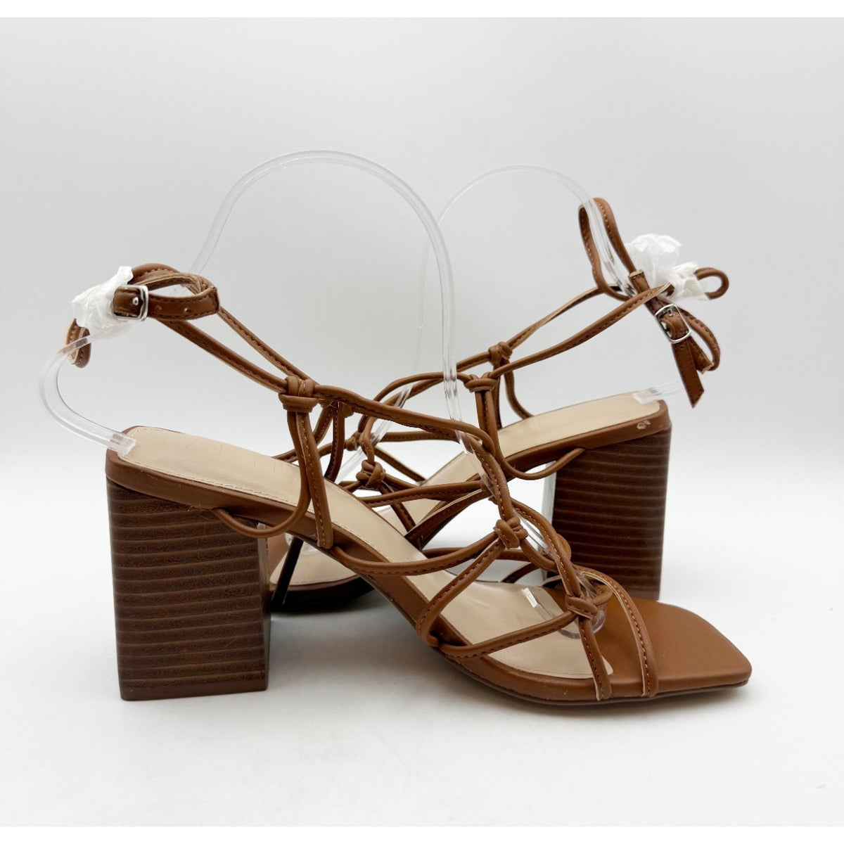 FARYL by Farylrobin Womens Zayne Heeled Sandals Size 8 M EU 38 Cognac Brown NWOB