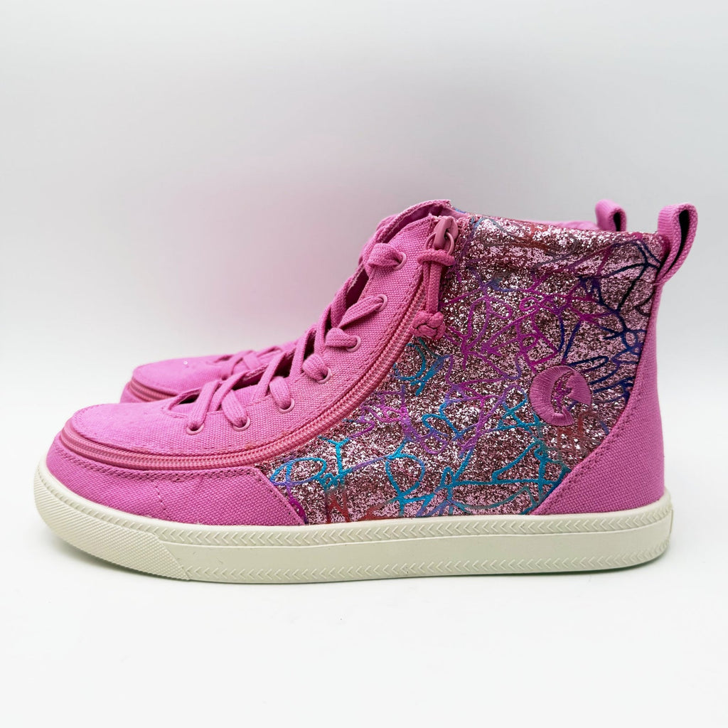 BILLY Footwear Kids Classic Lace High Sneakers Size 7 Big Kid Pink Print NWOB