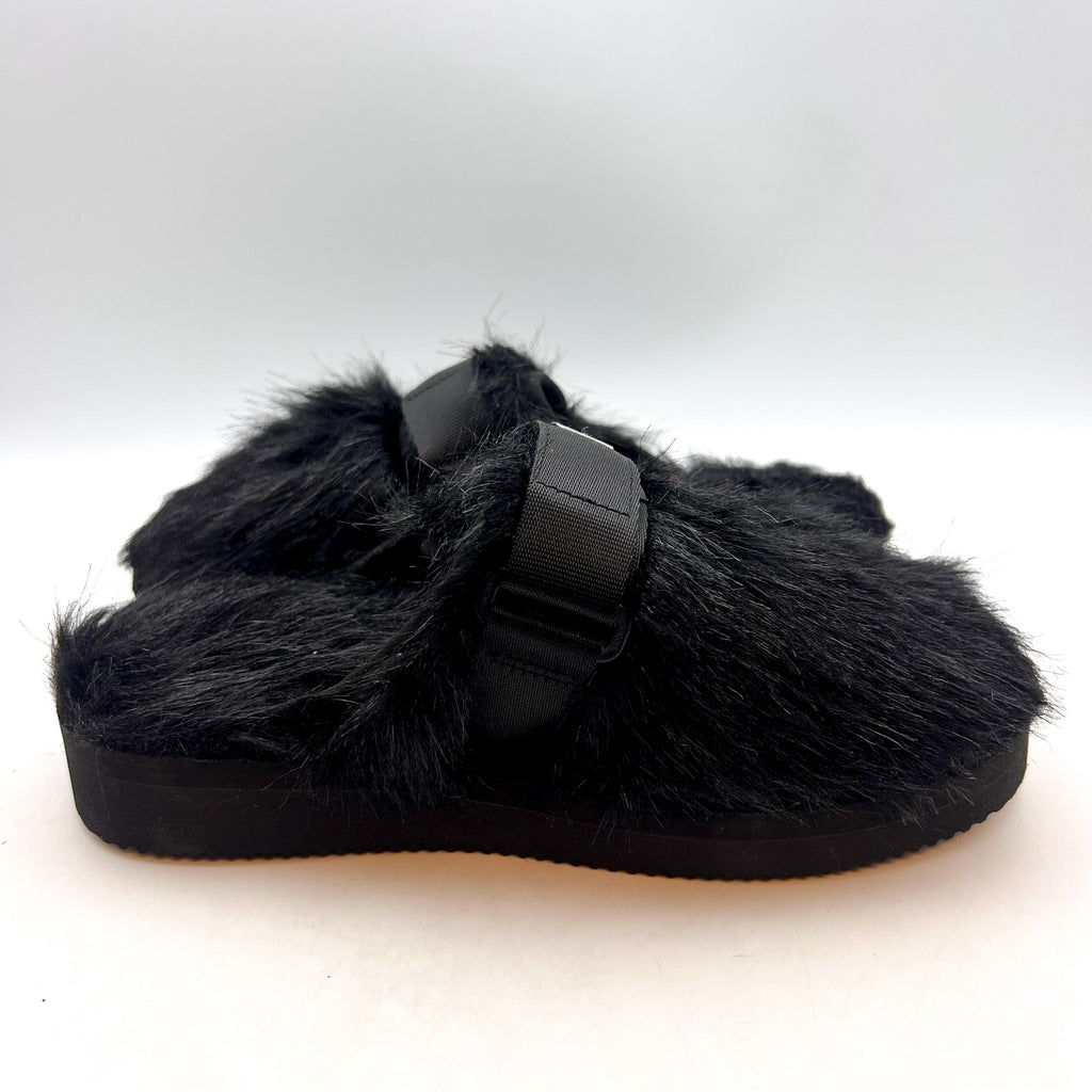 SUICOKE Womens Zavo Faux Fur Slide Clogs Size 7 EU 36 Black Faux Fur NWOB