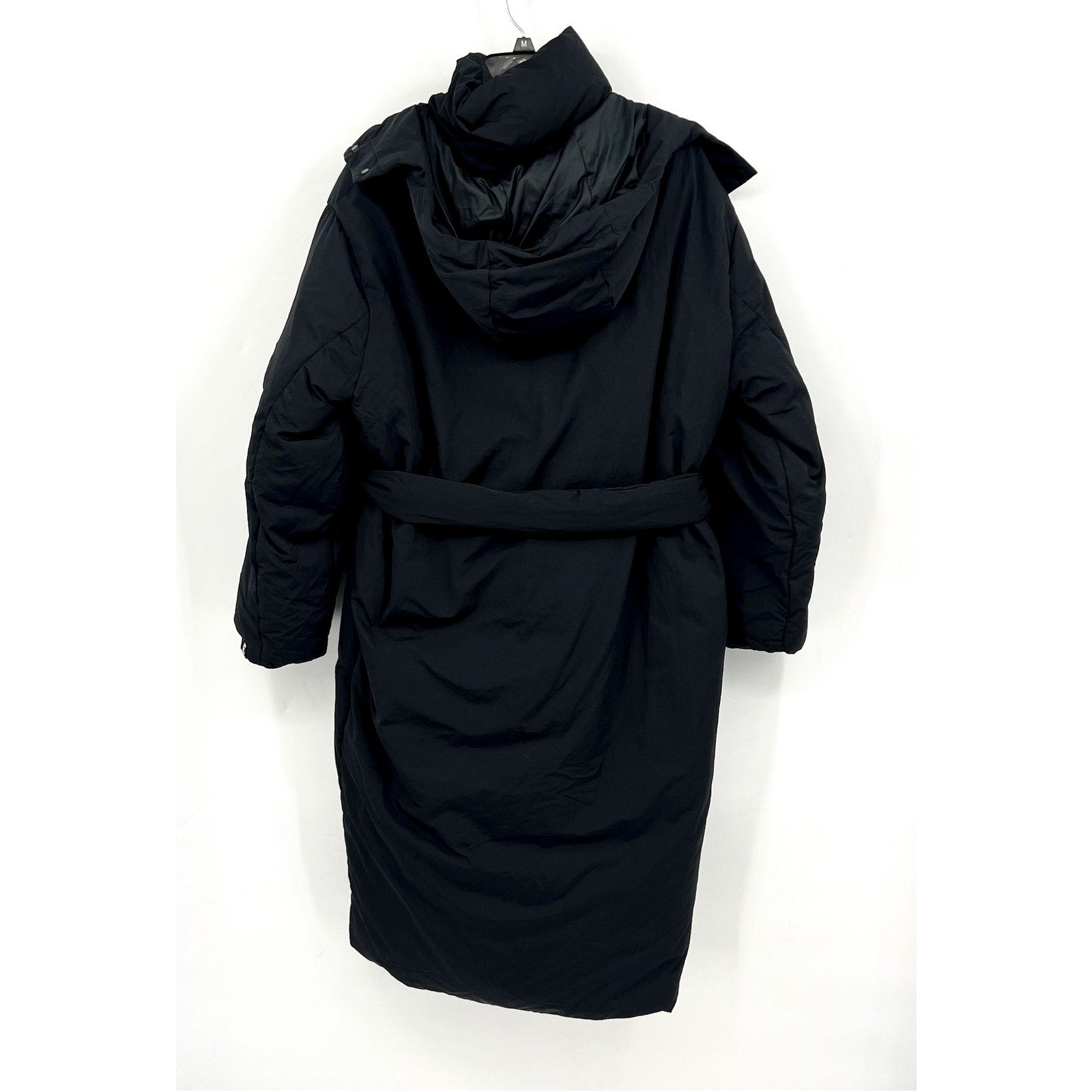 EVERLANE Women's Duvet Puffer Down Coat Medium Black Belted Hooded NWT