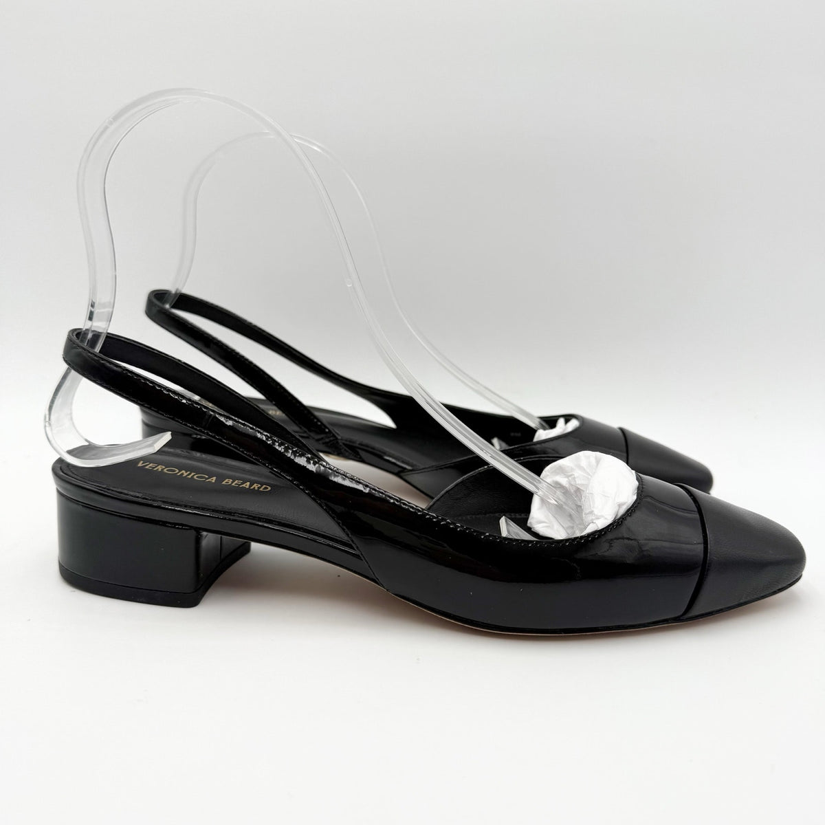 Veronica Beard Womens Cecile Cap Toe Slingback Heels Size 8 M Black Leather NIB