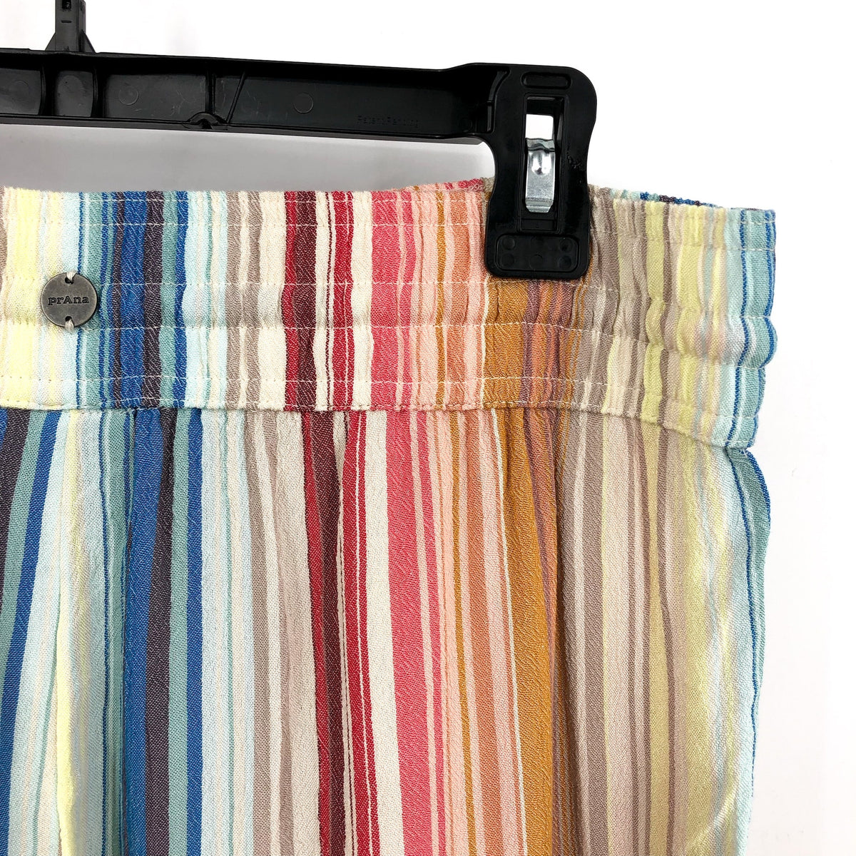 PRANA Women's Fernie Beach Pants Medium Gold Baja Stripe Wide Leg Mid Rise NWT