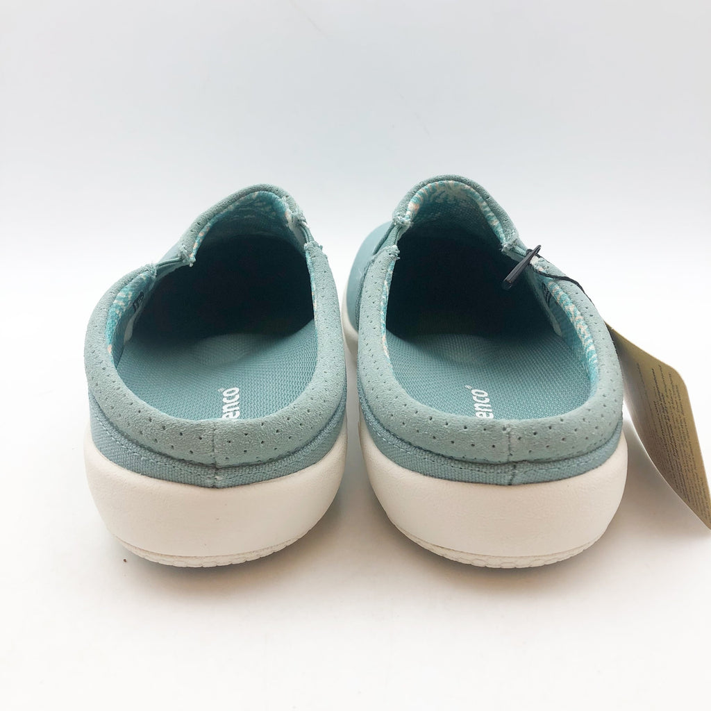 Spenco Womens SIESTA NUEVO Casual Slides Size 7.5 Mineral Blue Canvas Clogs NIB