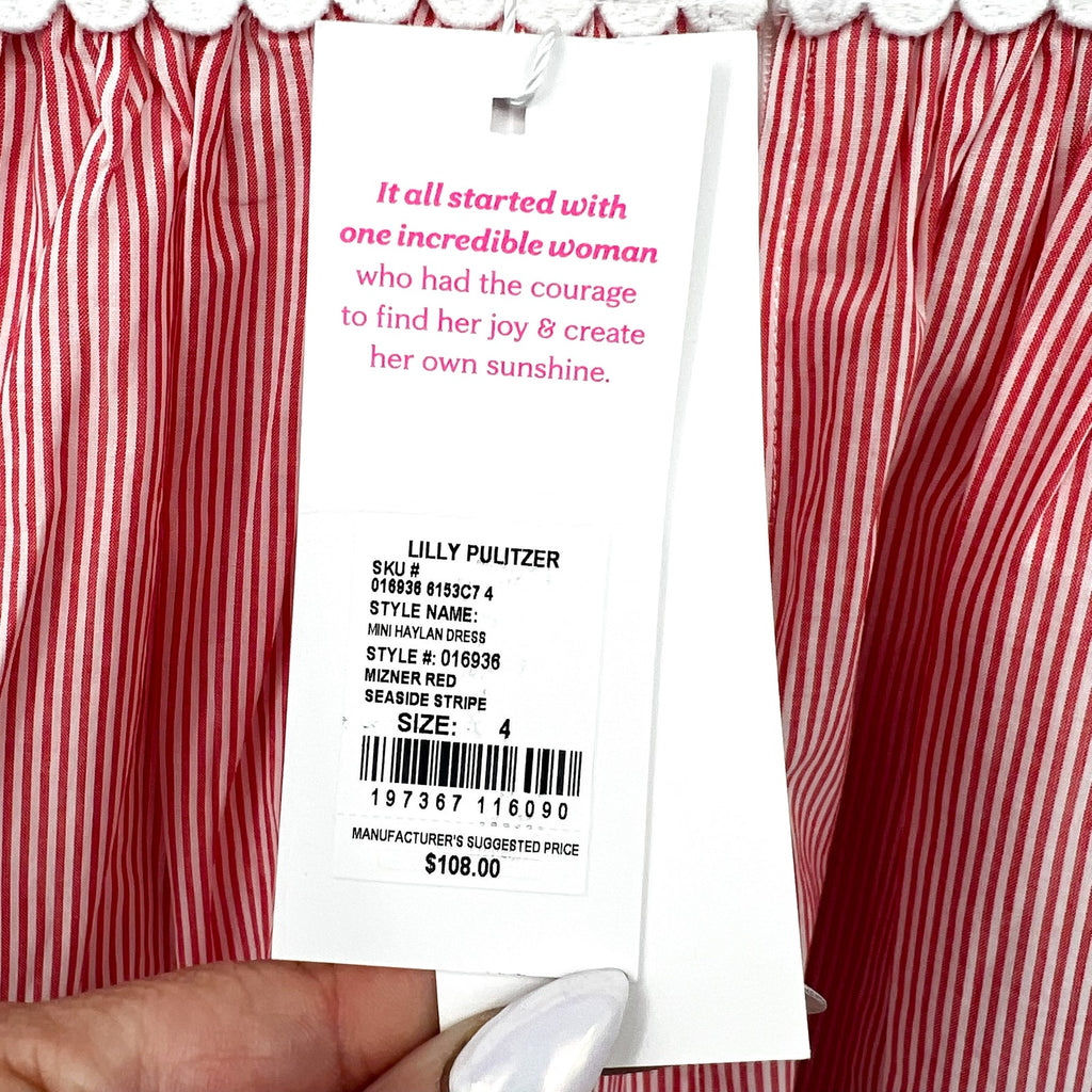 LILLY PULITZER Girls Mini Haylan Dress Size 4 Mizner Red Seaside Stripe NWT