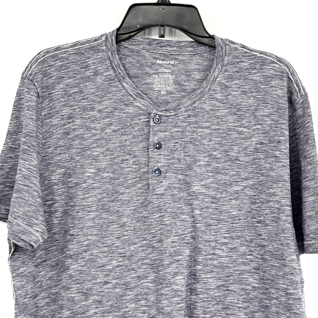 ABOUND Mens Jersey Slub Henley Tee Large Navy Blue White Short Sleeve Cotton NWT