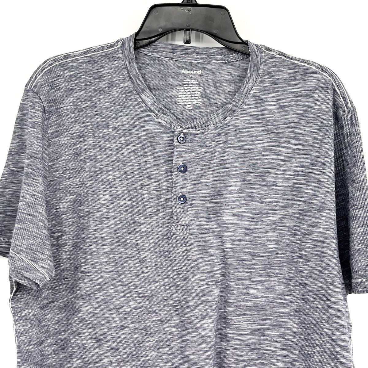 ABOUND Mens Jersey Slub Henley Tee Large Navy Blue White Short Sleeve Cotton NWT