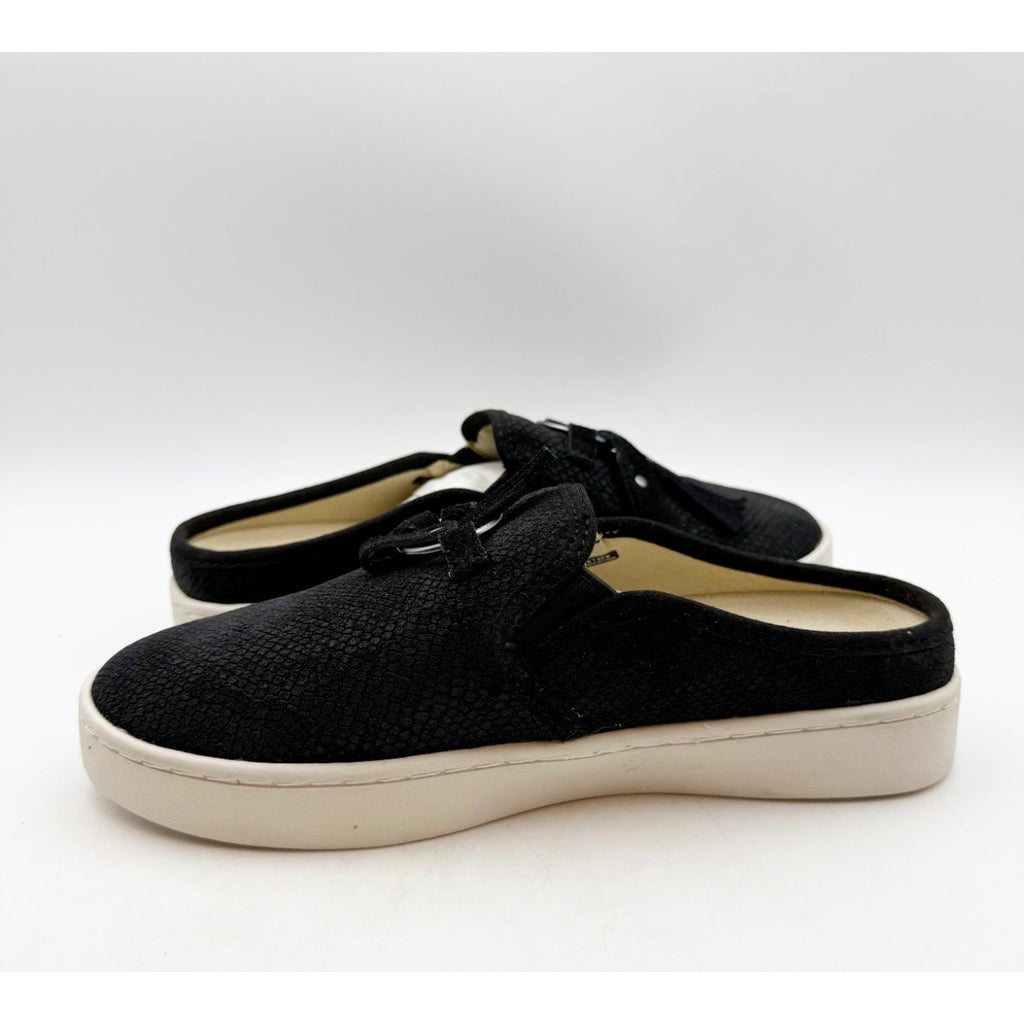 Spenco Women's Bindie Slide Slip On Shoe Size 5 B Black Embossed Suede NIB