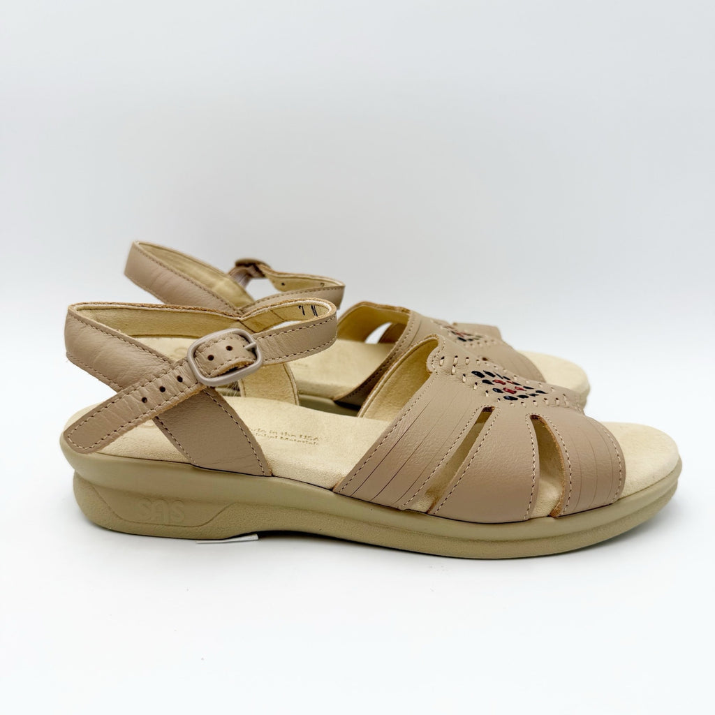 SAS Womens Huarache Sandals Size 7 NARROW Tan Leather Adjustable Strap NWOB