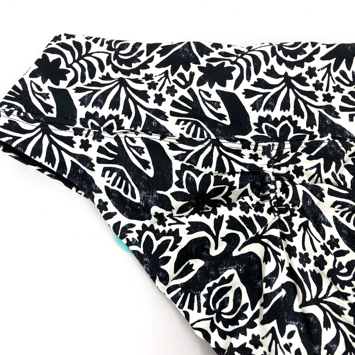 PRANA Women's Aurelia Bikini Bottom Small White Black Flora Fauna High Waist NWT