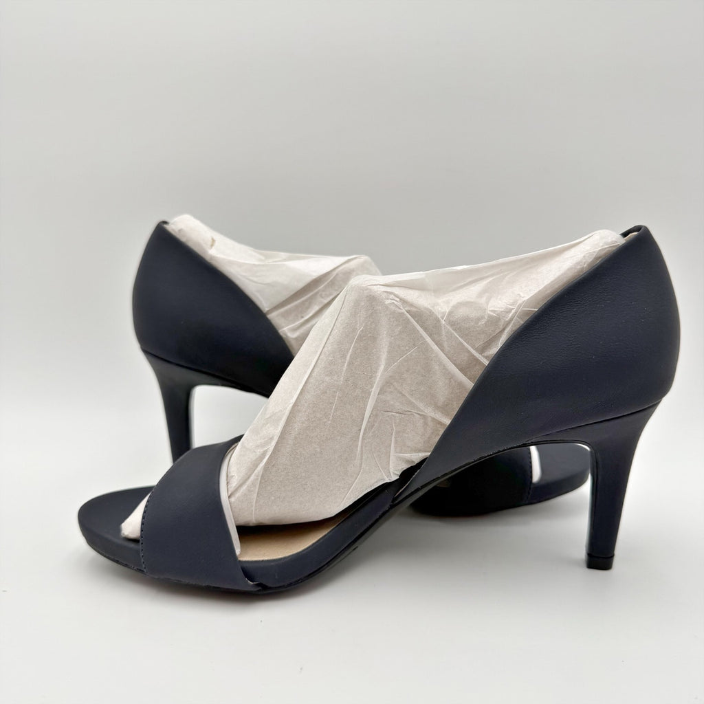LifeStride Womens Mantra Peep Toe Pumps Size 7.5 Wide Navy Blue d'Orsay NIB
