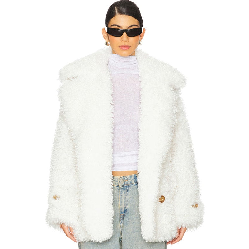 Free People Womens Sophie Faux Fur Peacoat Medium White NWT