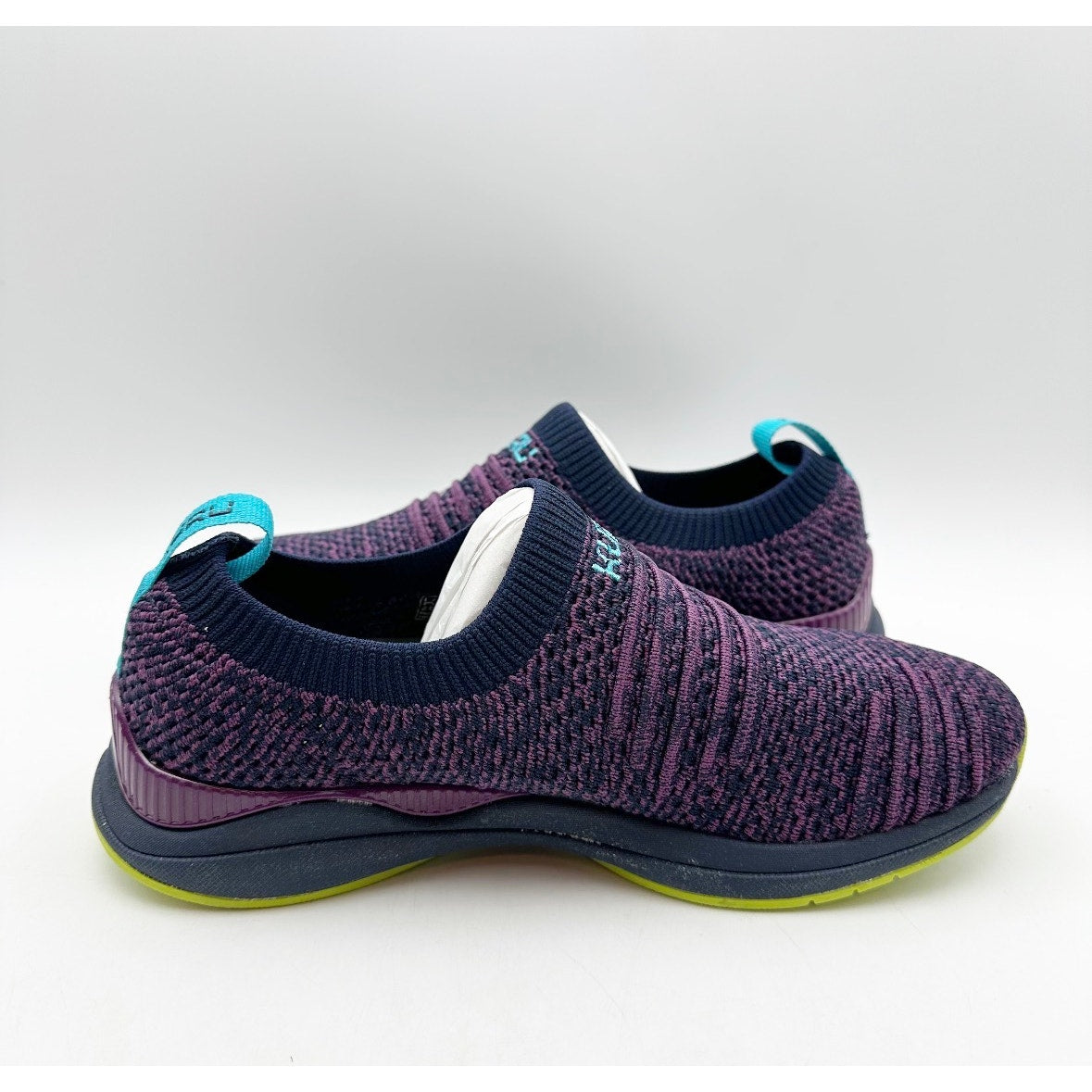 Kuru Womens Stride Slip On Sneakers Size 5 WIDE EU 35 Purple Blue Knit NWOB