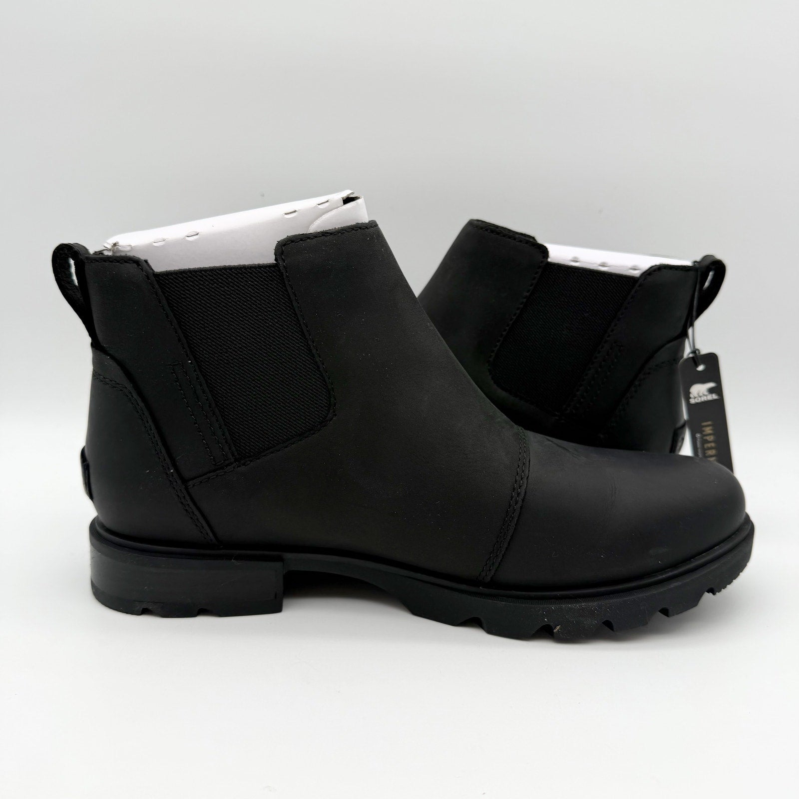 Sorel Womens Emelie lll Zip Bootie US 8.5 EU 39.5 Black Leather Waterproof NIB