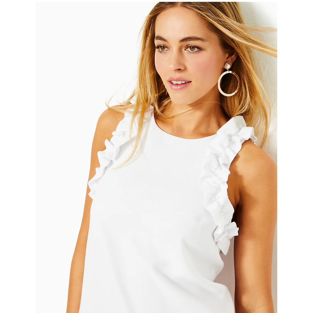 LILLY PULITZER Kailee Sleeveless Ruffle Top XS Resort White Pullover NWOT