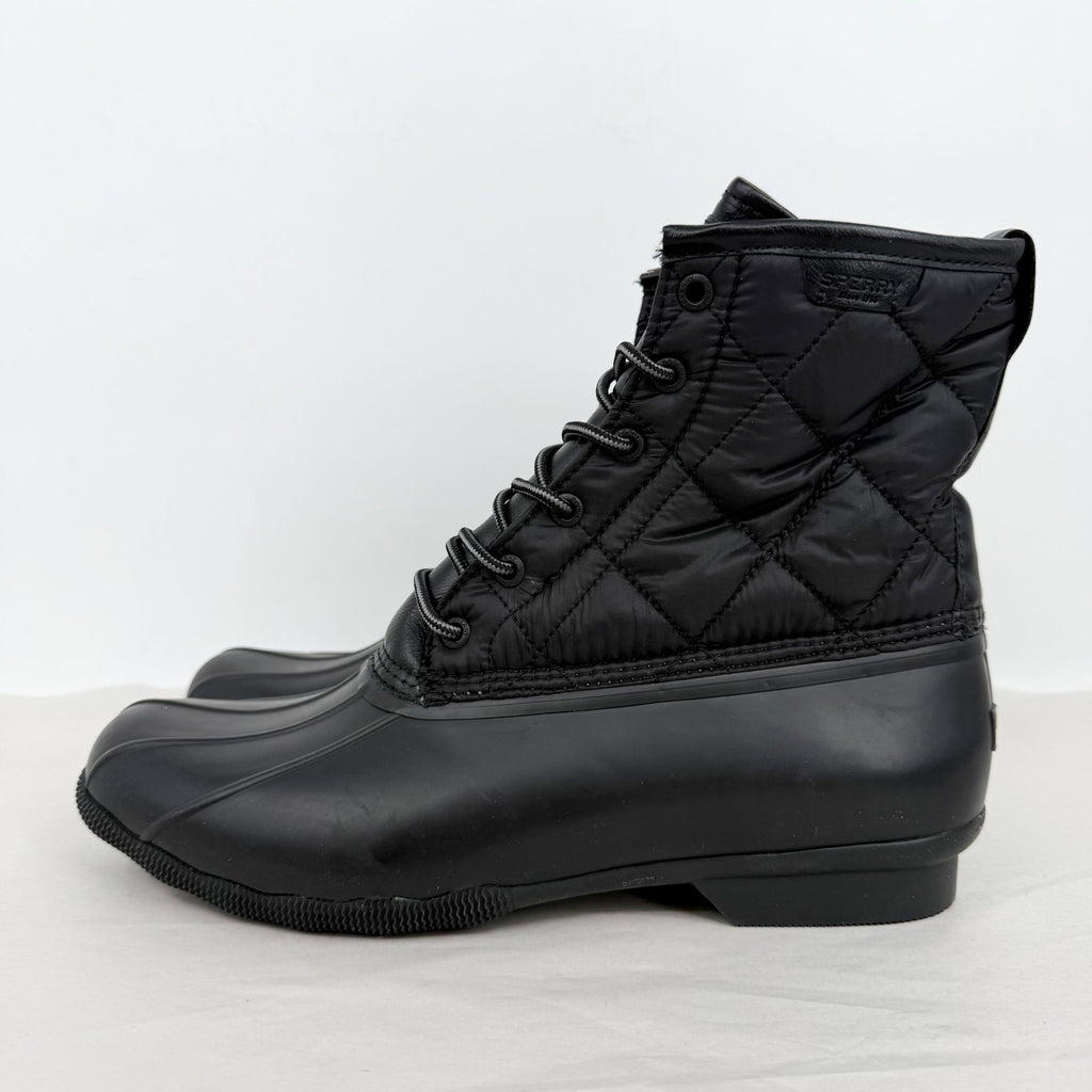 SPERRY Mens Saltwater Quilted Duck Rain Boots US 12 Black Water Resistant NWOB