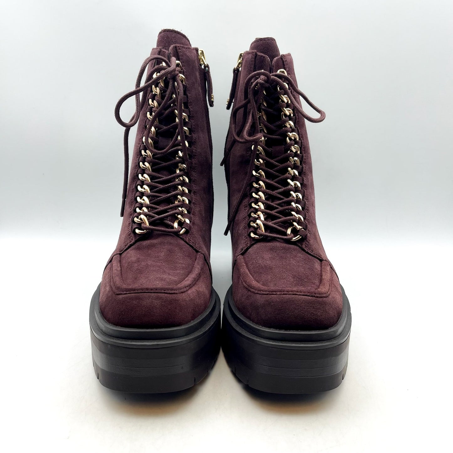 Sam Edelman Women Lovrin Platform Combat Boot US 8 M EU 38.5 Burgundy Suede NWOB