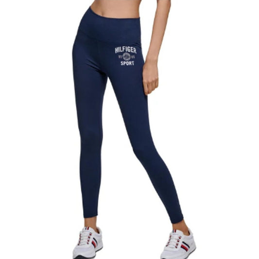 TOMMY HILFIGER SPORT Womens Athletic Leggings Navy Blue SMALL