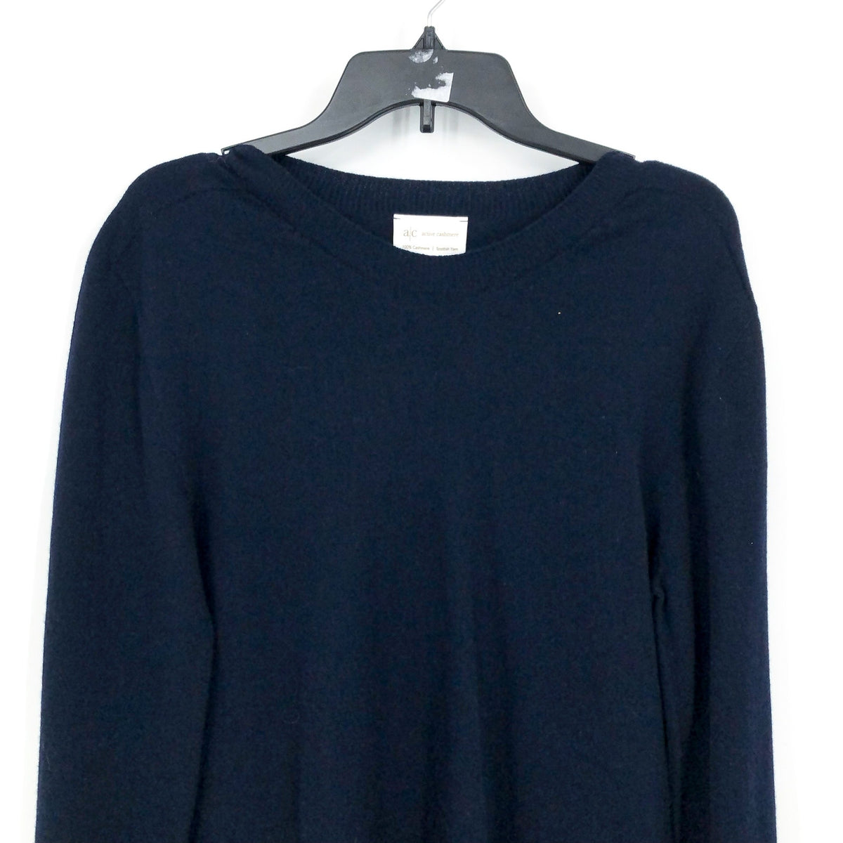 ACTIVE CASHMERE Men's Cashmere Sweater Small Navy Blue Long Sleeve NWT