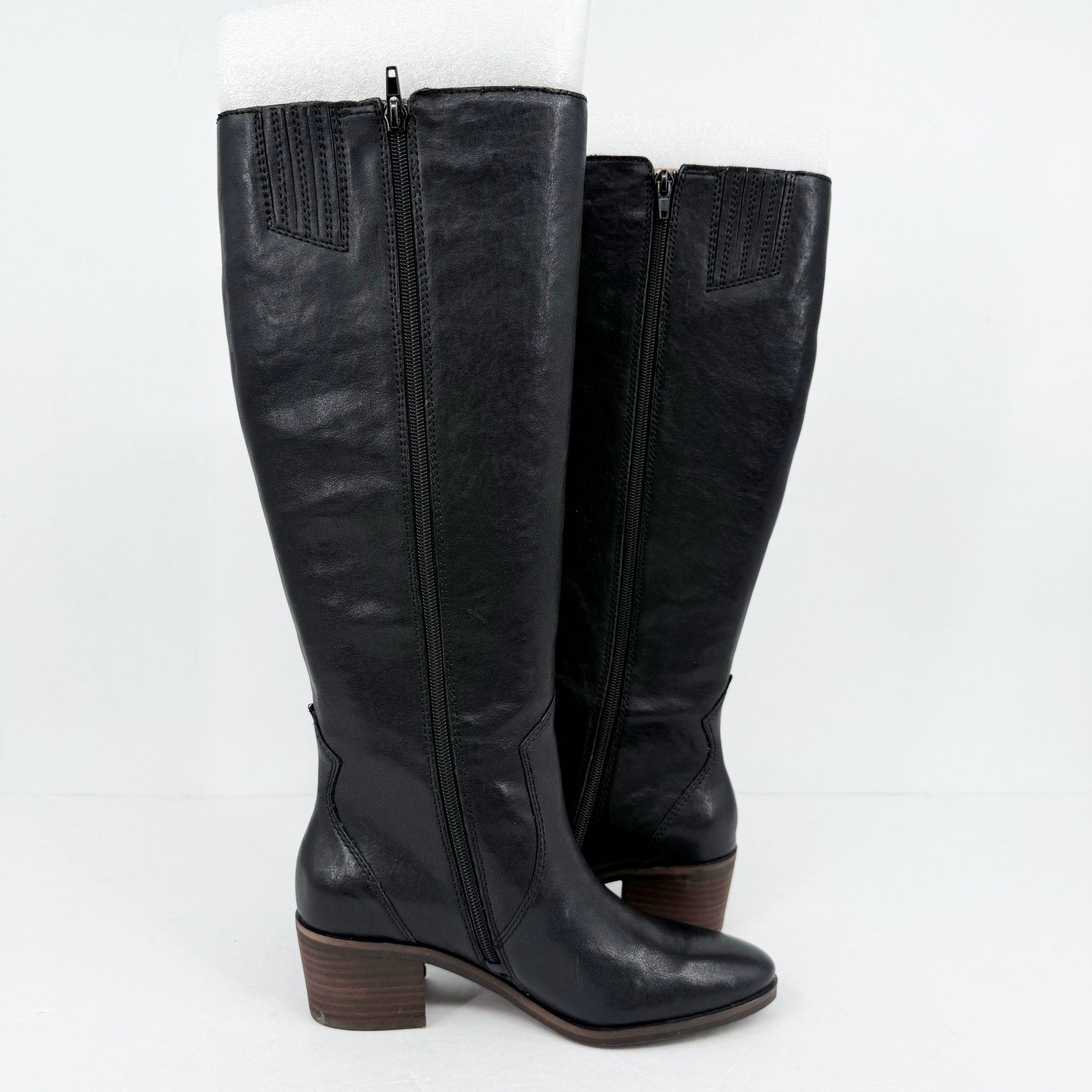 Lucky Brand Womens Cashlin Heeled Knee High Boots US 9 M Black Leather NIB