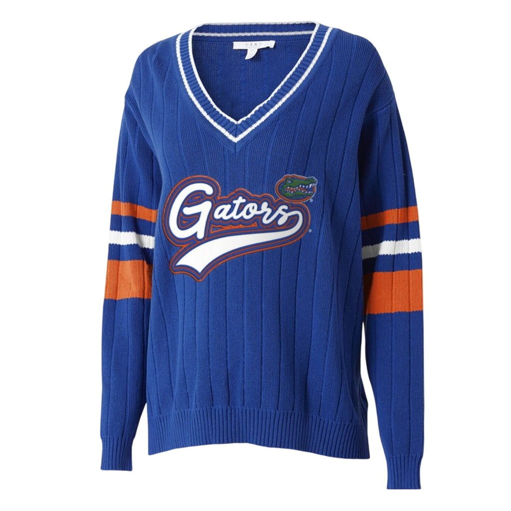 WEAR BY ERIN ANDREWS Florida Gators V Neck Sweater Large Blue Long Sleeve NWT