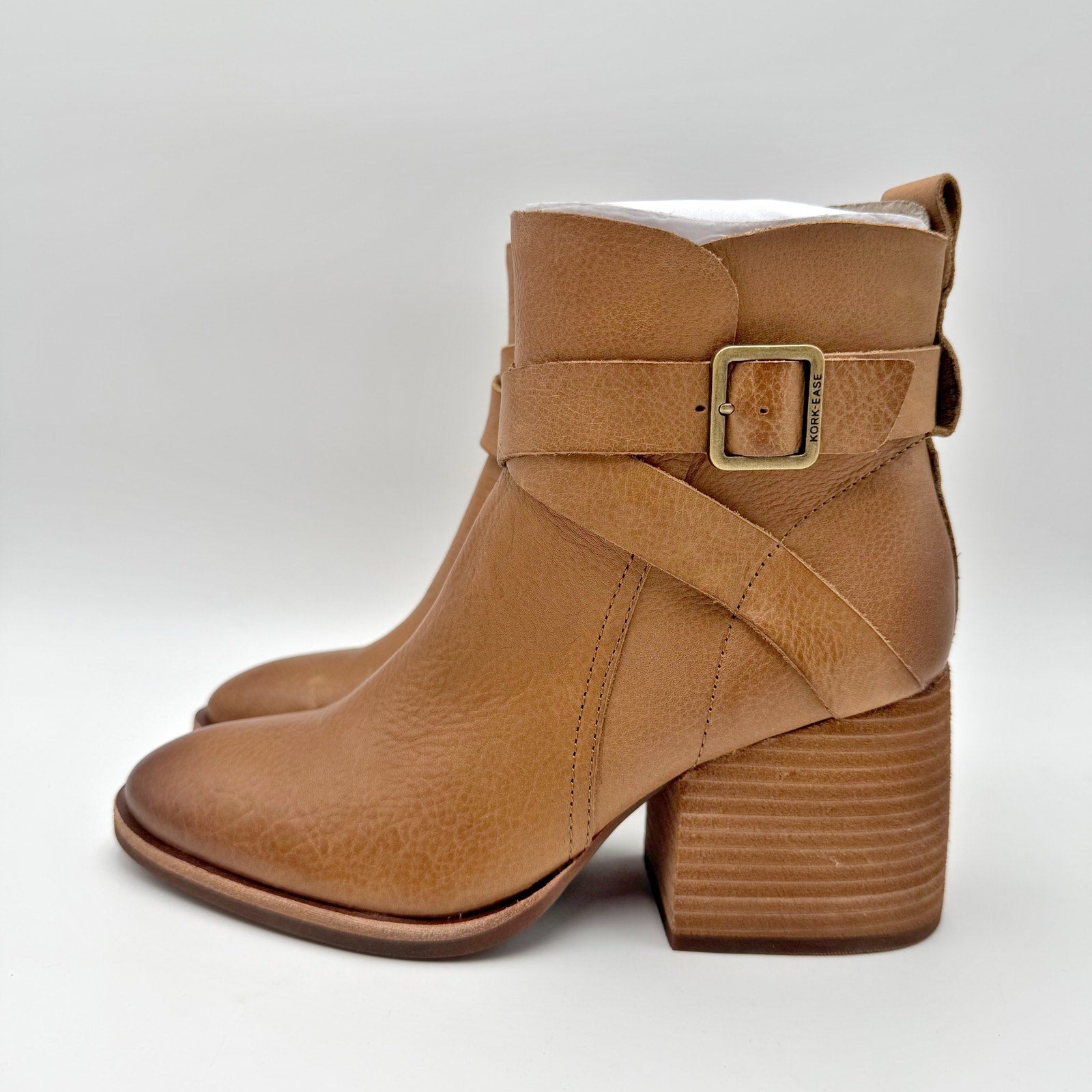 Kork-Ease Womens Joelle Heeled Ankle Booties US 6 M EU 36.5 Brown Leather NIB