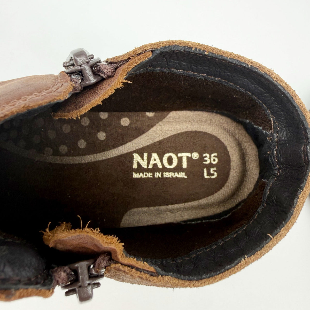 Naot Womens Helm Ankle Boots EU 36 US 5 Cognac Brown Leather Suede NIB