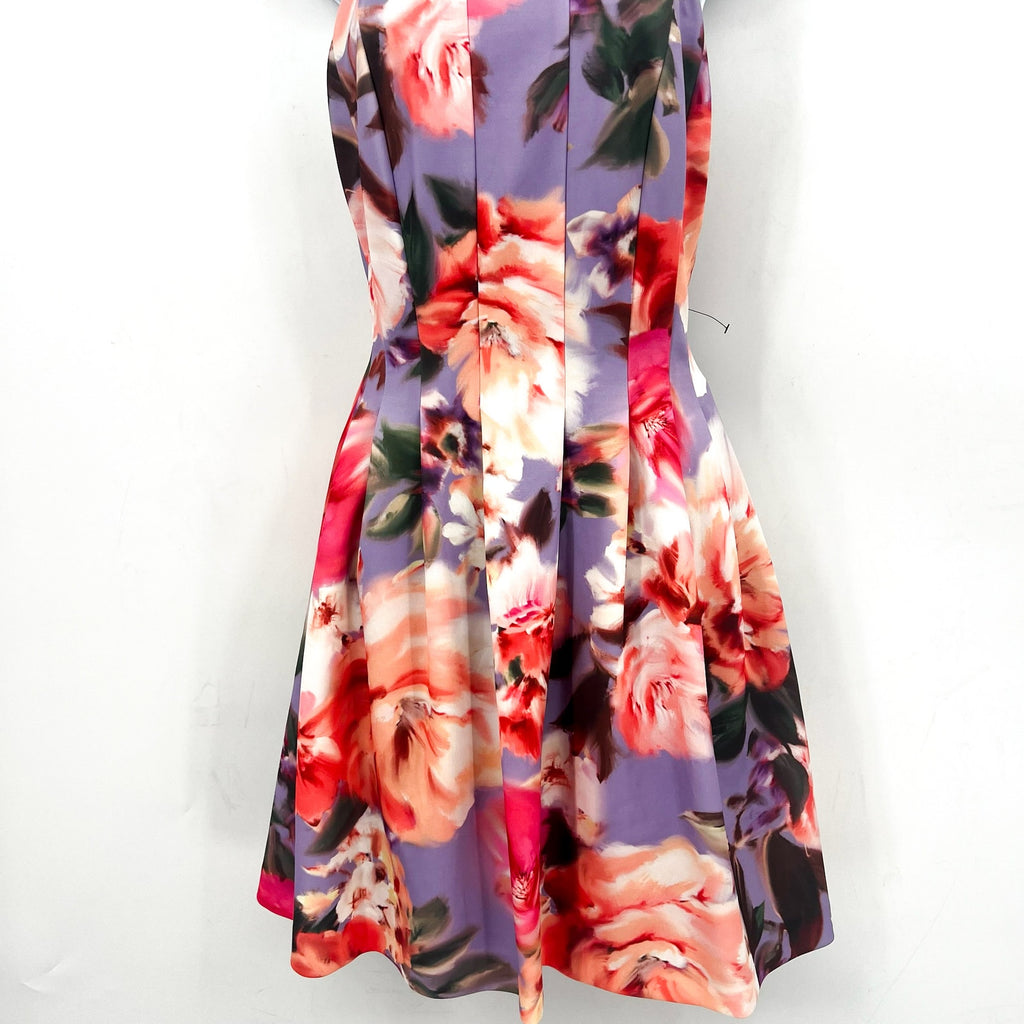 VINCE CAMUTO Women's Scuba Fit & Flare Dress Size 8 Purple Floral Printed NWT
