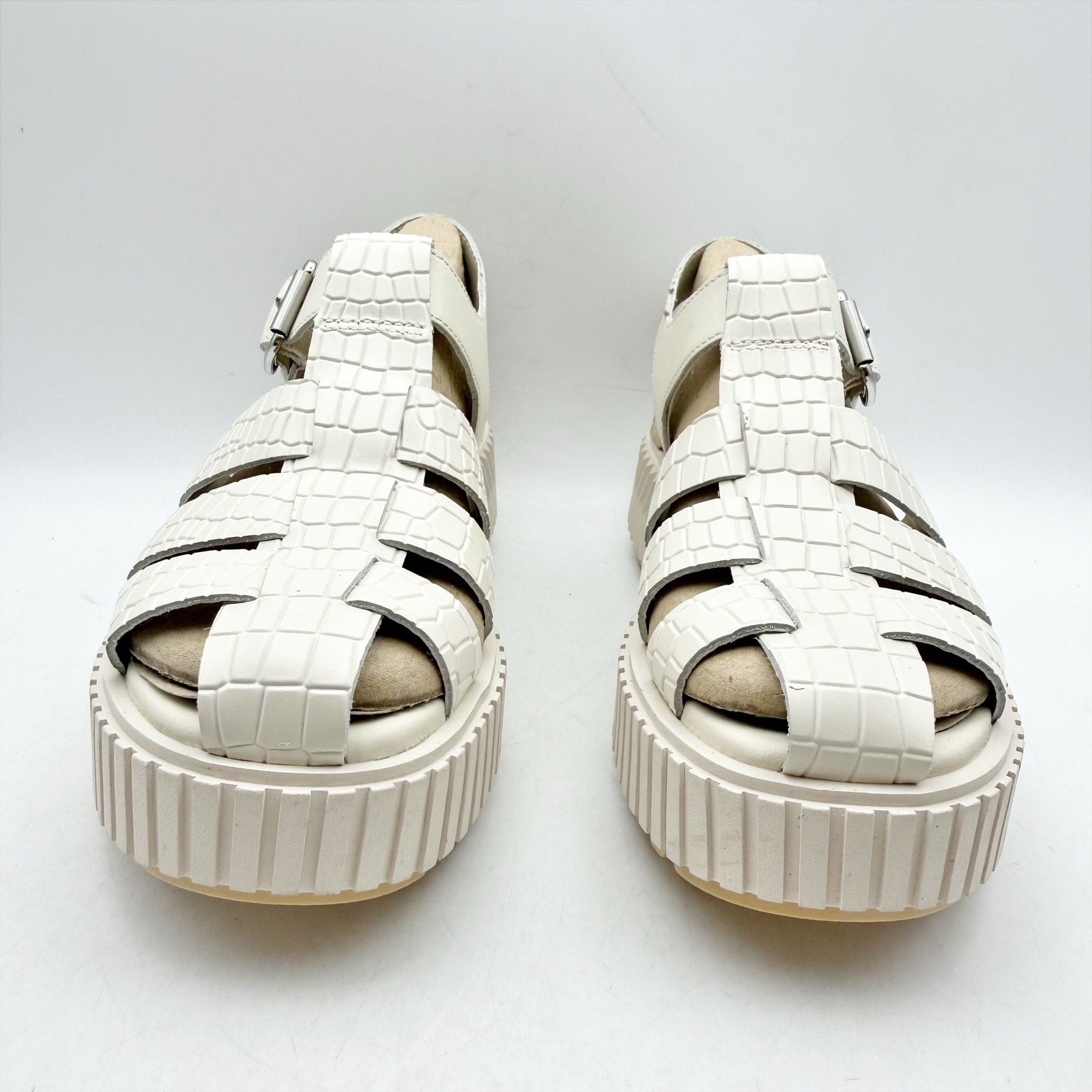 Sorel Womens Ona Streetworks Fisherman Sandals US 6 White Croc Leather NWOB
