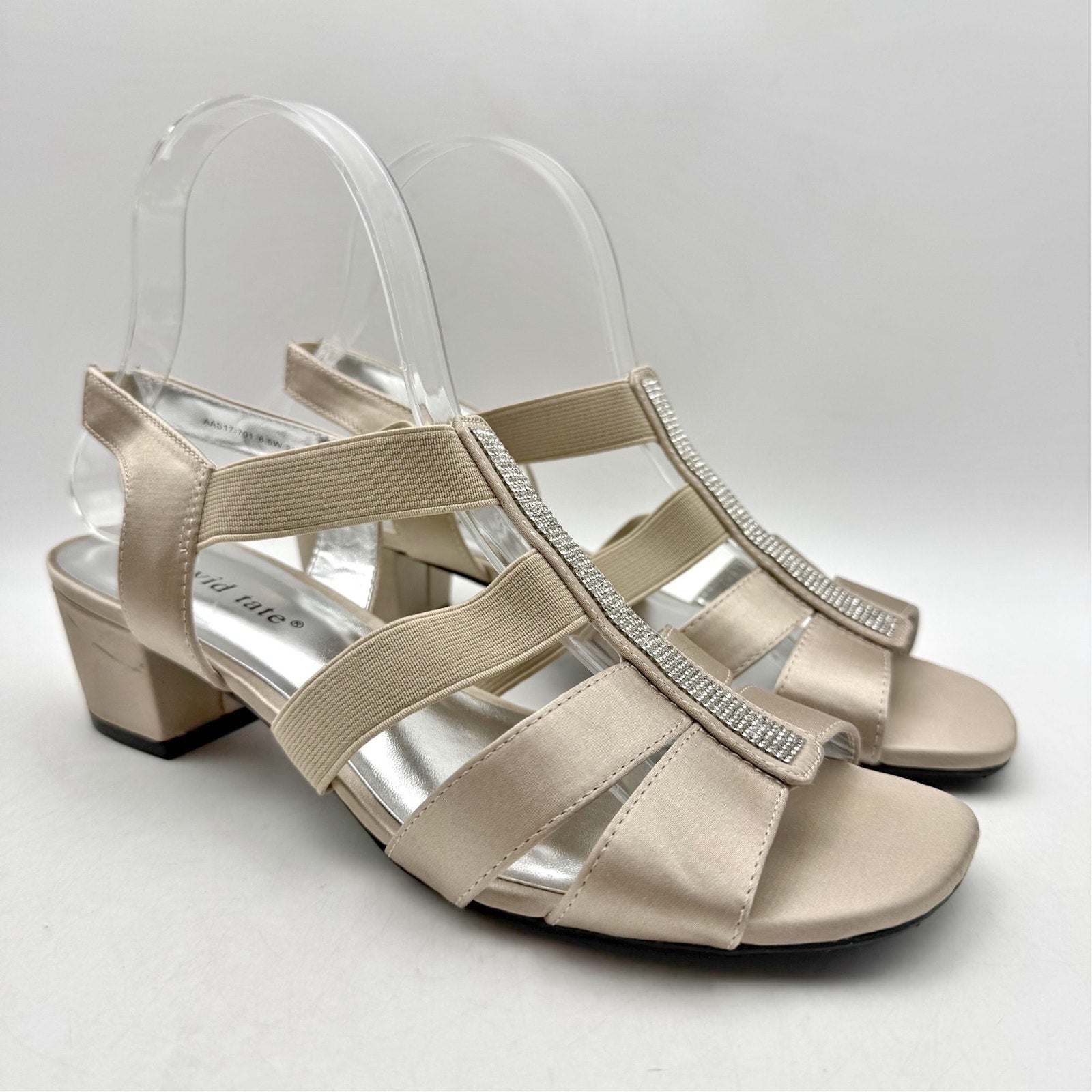 David Tate Womens Event Gladiator Sandals US 8.5 Wide Champagne Satin NWOB