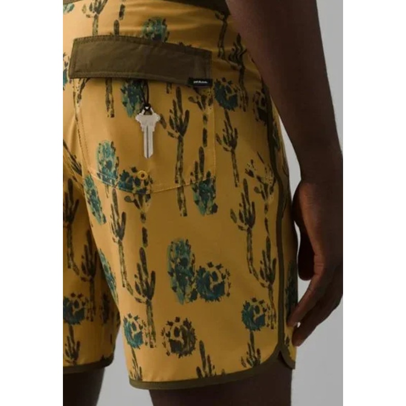PRANA Men's Vintage Board Short Size 35 Yellow Morro Cactus 6" Inseam NWT