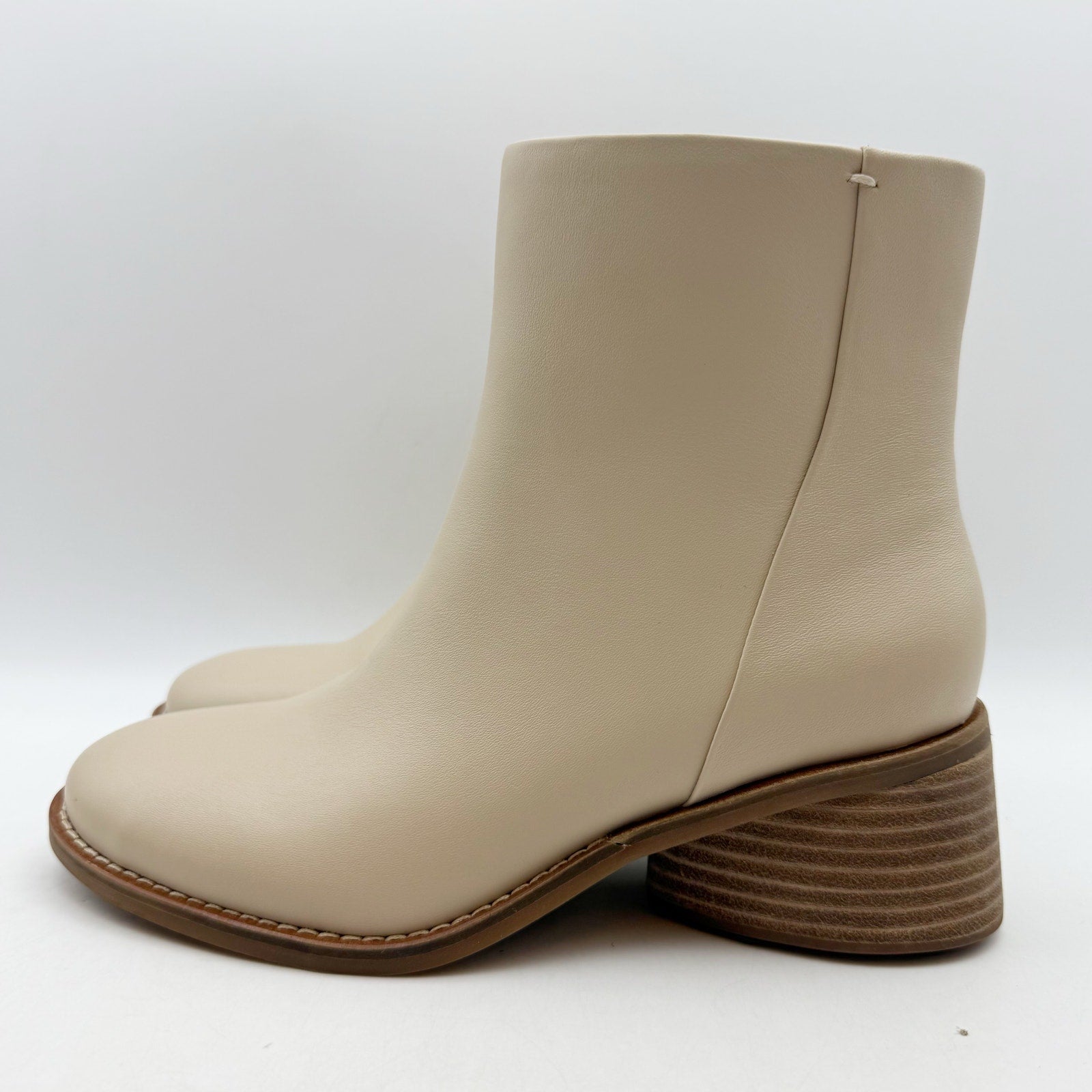 Lucky Brand Womens Cassia Ankle Booties US 6.5 Beige Vanilla Bean Leather NIB