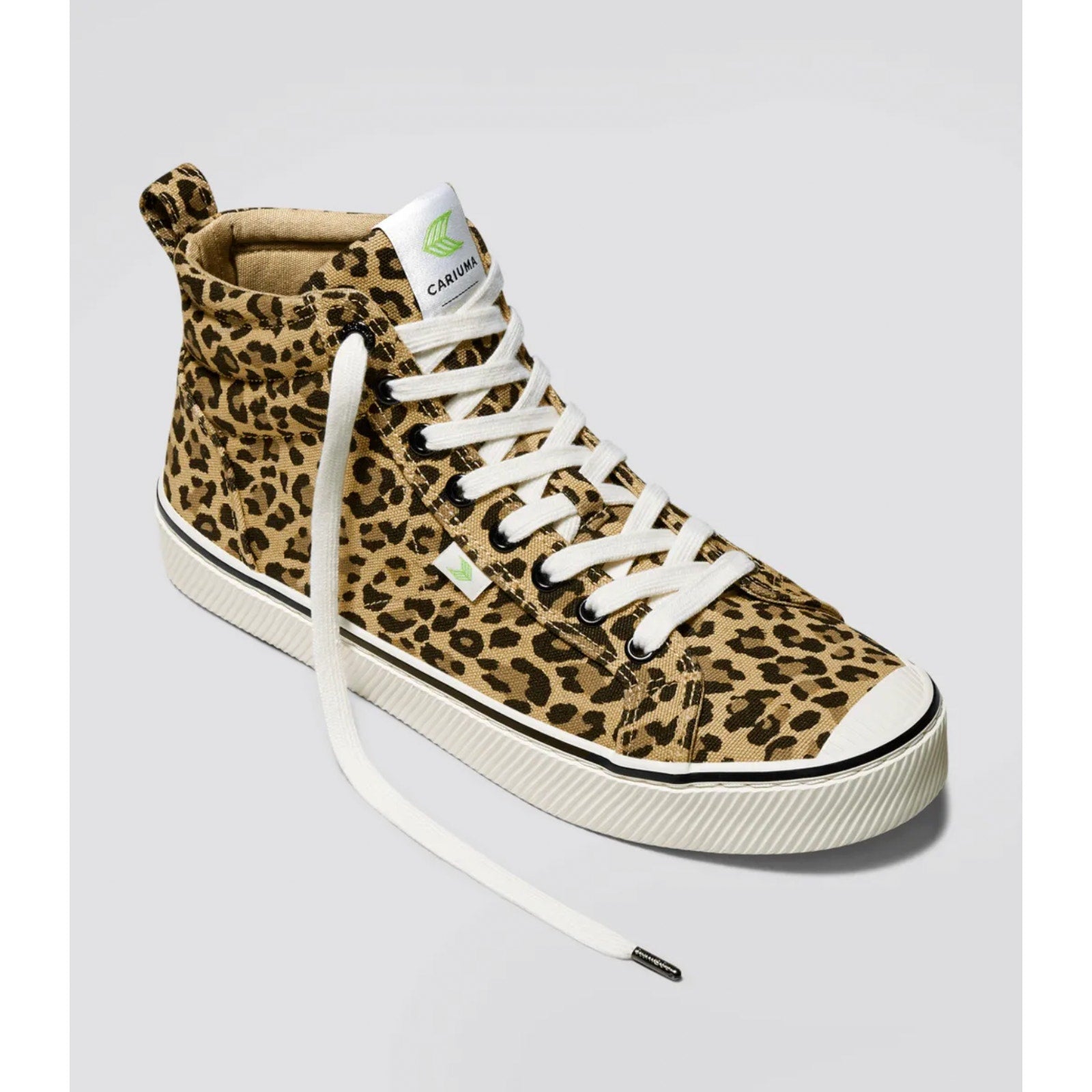 Cariuma Women's OCA High Stripe Sneaker Size 8.5 Tan Brown Leopard Canvas NIB