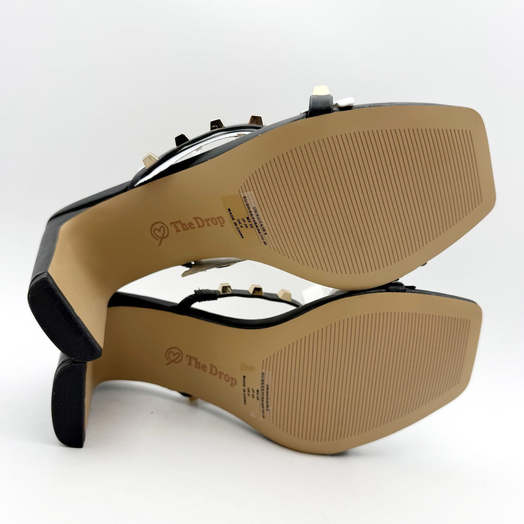 The Drop Womens Avery Heeled Sandals US 8 EU 39 Black Gold Studded NWOB