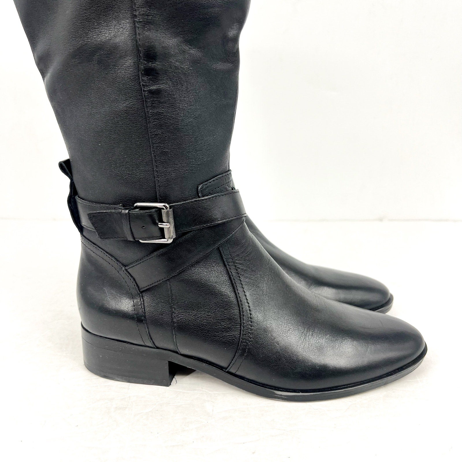 Naturalizer Womens Rena Knee High Boot 8.5M Wide Calf EU 38.5 Black Leather NWOB