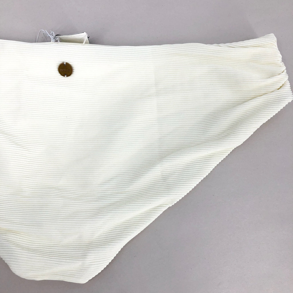 PRANA Women's Marta Bikini Bottom XS White Horchata Ottoman Ribbed Banded NWT