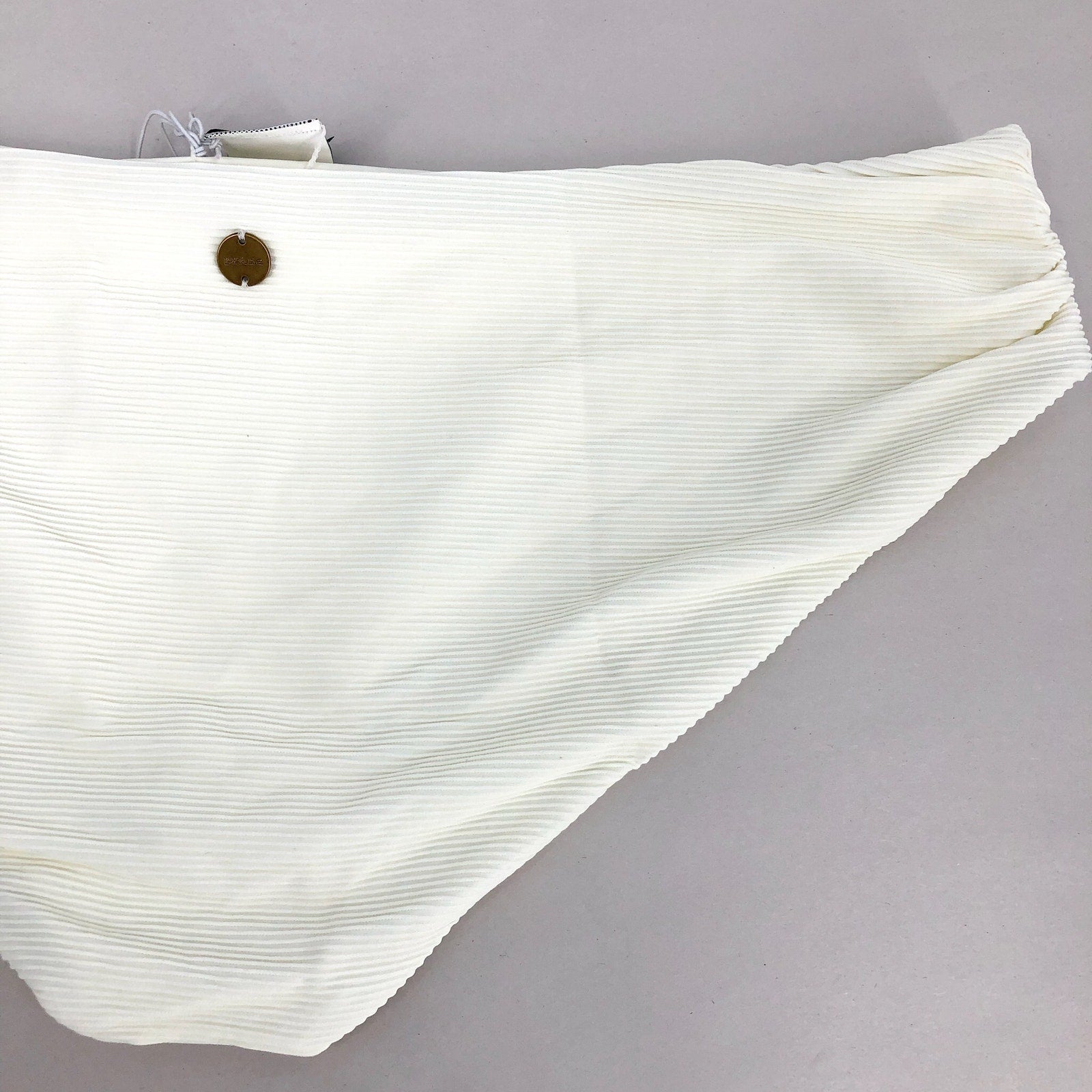 PRANA Women's Marta Bikini Bottom XS White Horchata Ottoman Ribbed Banded NWT