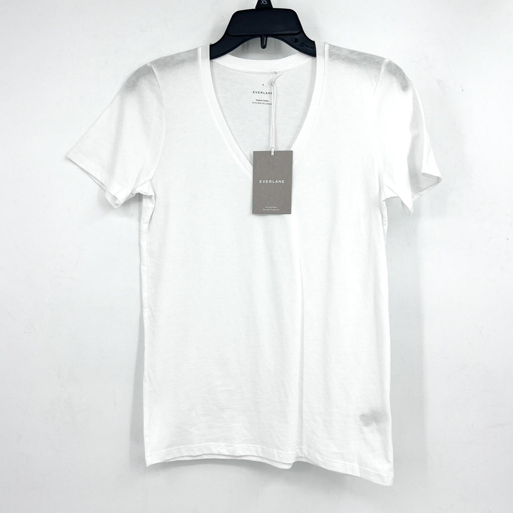 EVERLANE Women's The Organic Cotton V-Neck Tee Small White Short Sleeve NWT