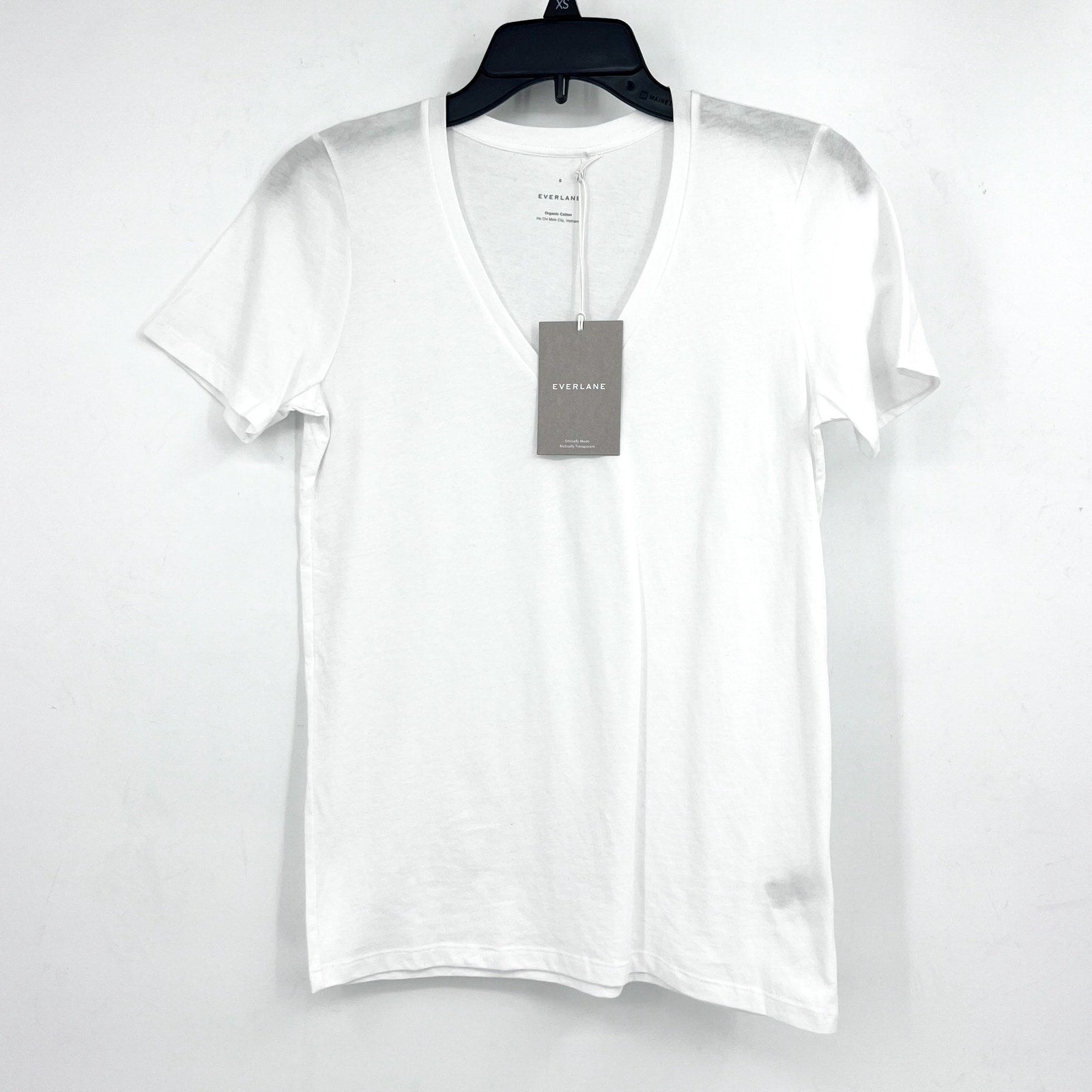 EVERLANE Women's The Organic Cotton V-Neck Tee Small White Short Sleeve NWT