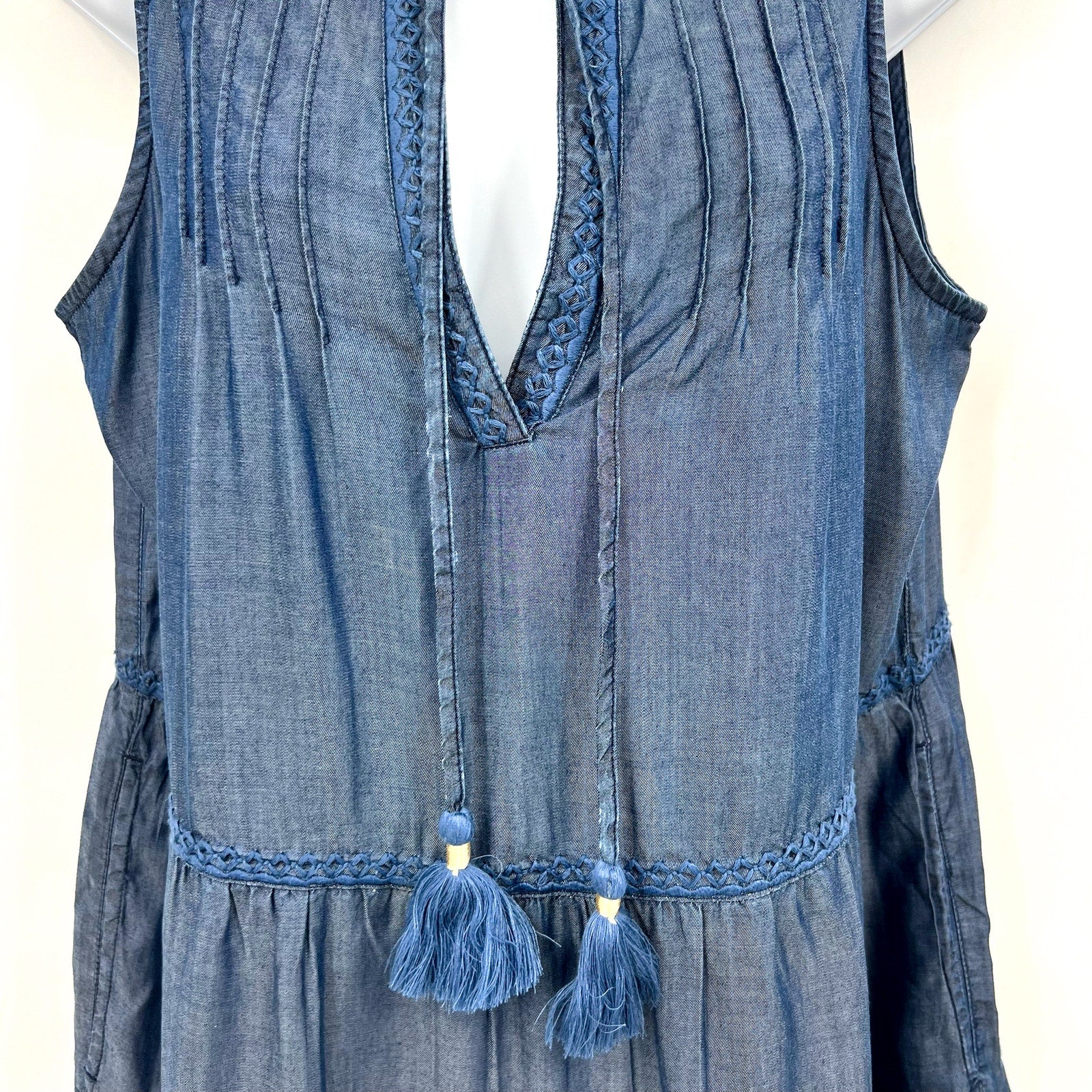 TOMMY BAHAMA Women's Chambray Coverup Dress Medium Blue Split-Neck NWT