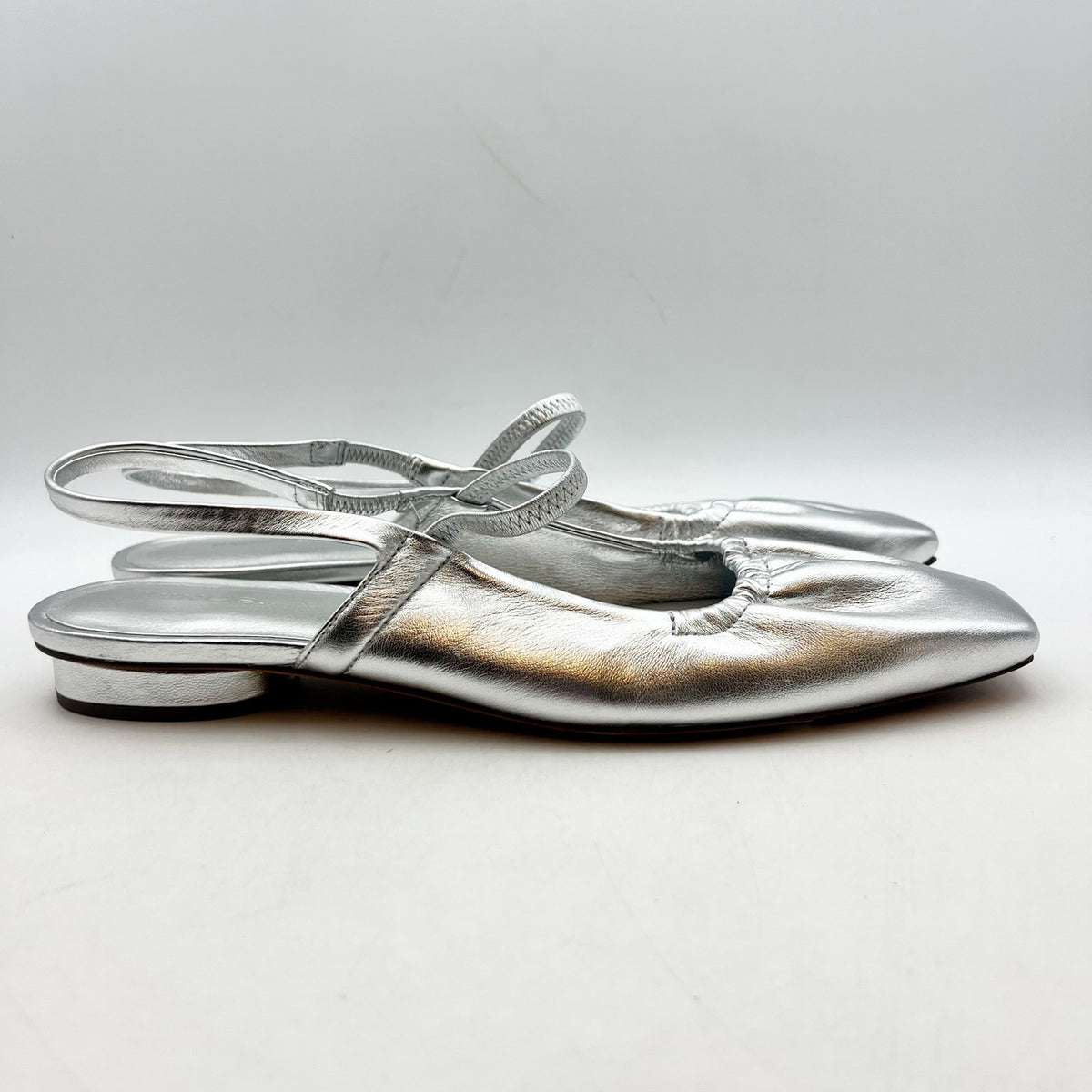 VINCE. Womens Venice Flats US 9.5  EU 40.5 Warm Silver Leather Slip On NIB