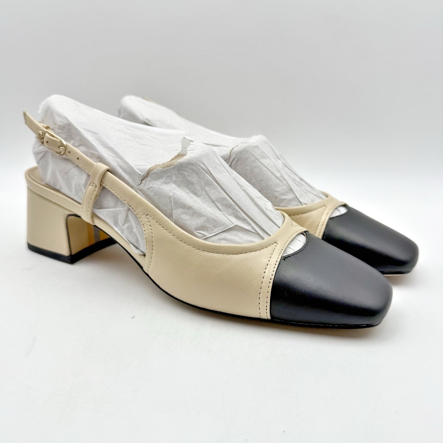 Sam Edelman Womens Tarra Slingback Pumps US 6 M Tan Black Leather NIB