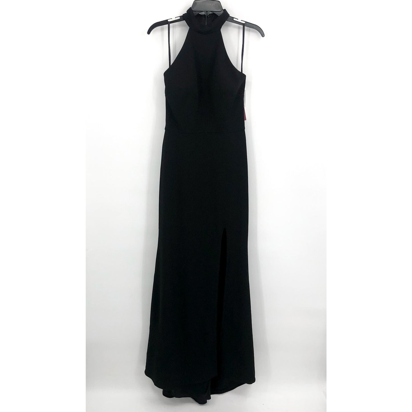 AQUA FORMAL Women's Halter Neck Slit Maxi Gown Size 4 Black Sleeveless NWT