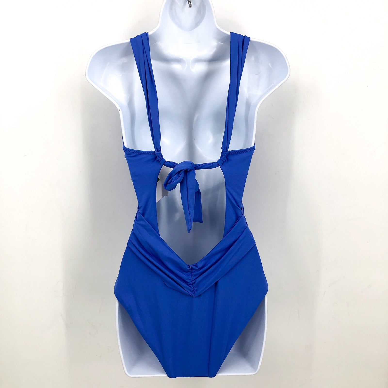BECCA Women's Gracelyn High Neck One Piece Swimsuit Large Blue Cornflower NWT