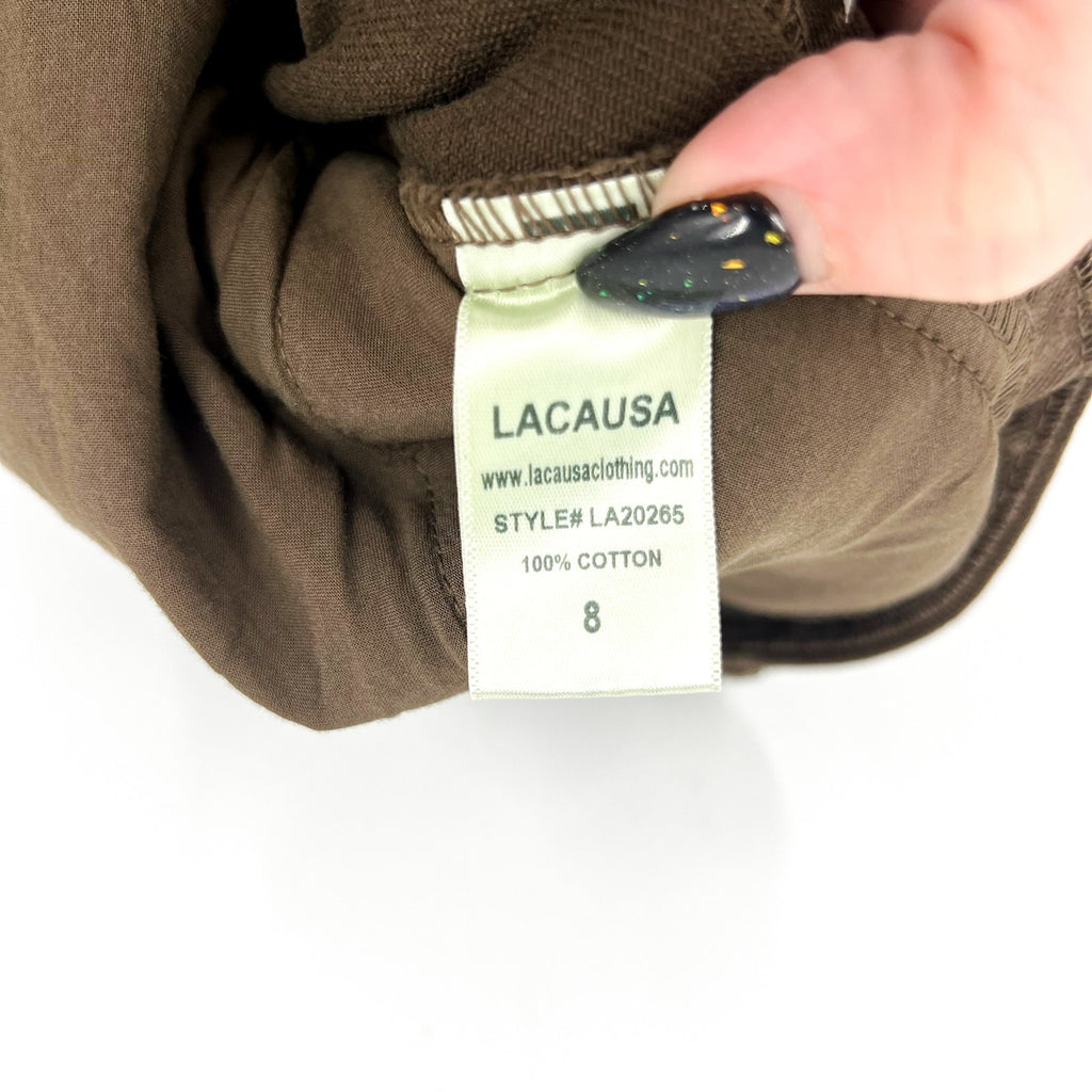 LACAUSA Women's Aiden Trouser Jeans Size 8 Green Brown Nori Wash Mid Rise NWT