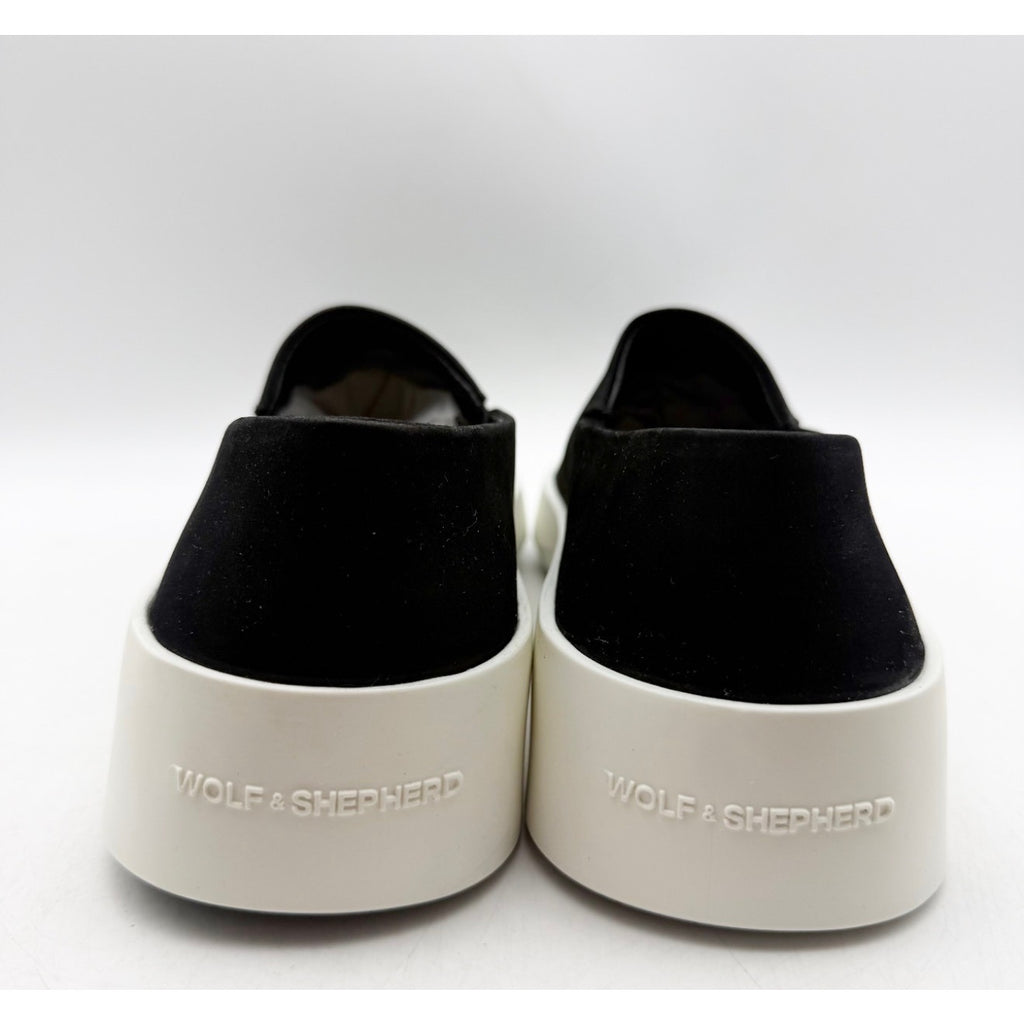 Wolf & Shepherd Cruise Slip On Shoes Mens 7.5 Womens 9 Black Leather Suede NWOB