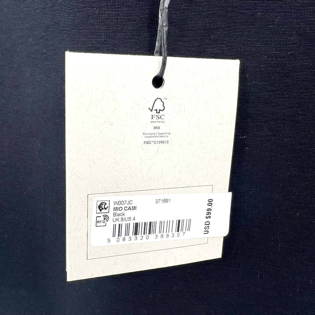 ALLSAINTS Women's Mio Slim Tank Top Size 4 Black Square Neck Sleeveless NWT