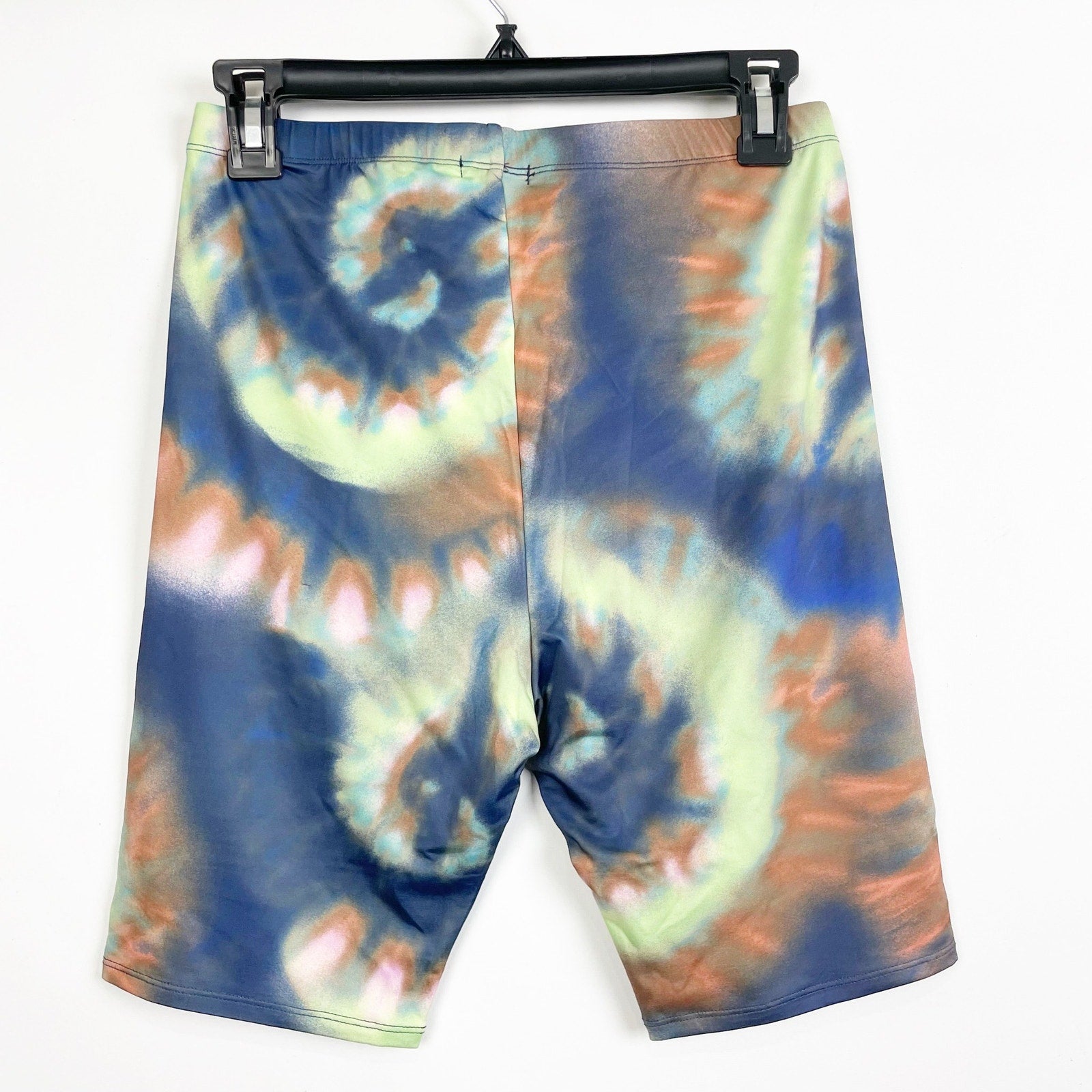 AFRM X Nordstrom Lars Bike Shorts Small Blue Spiral Tie Dye Stretch NWT
