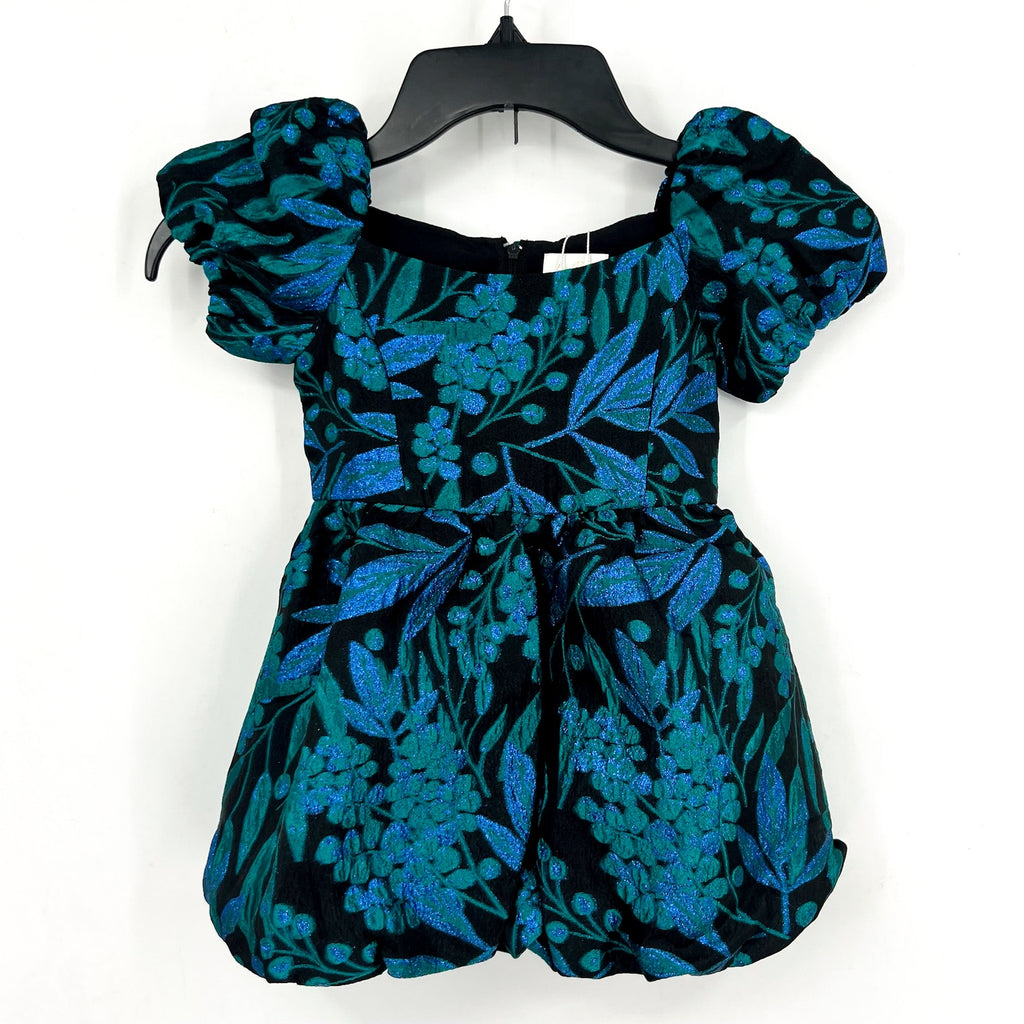 LILLY PULITZER Girls Koji Dress US 2 Deep Lagoon Berry Wild Metallic Brocade NWT